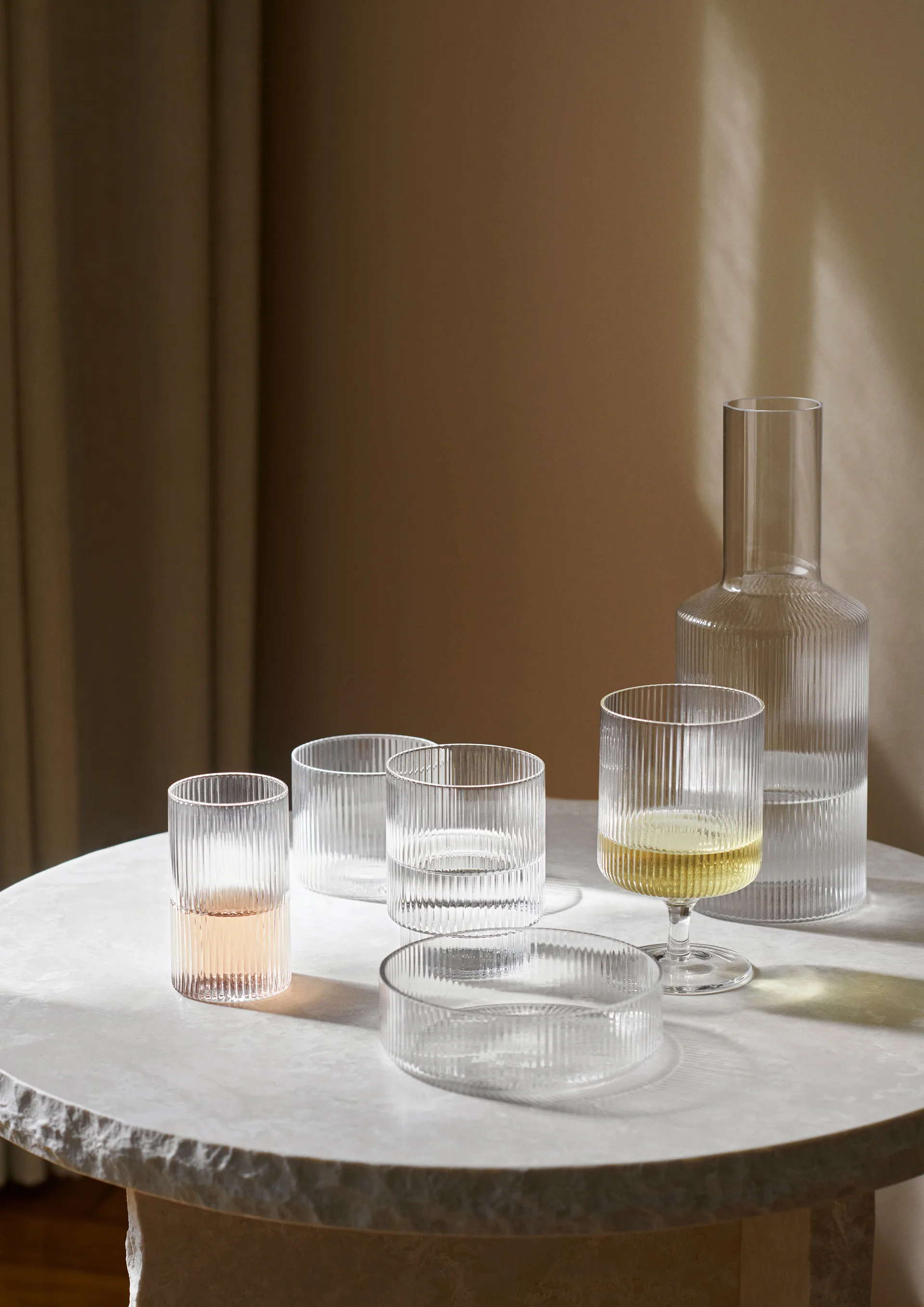Ripple lage glazen 4-pack, Clear Ferm Living