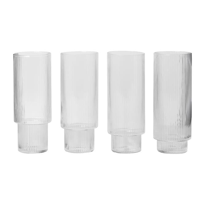 Ripple long drink glas 4-pack - helder - Ferm Living