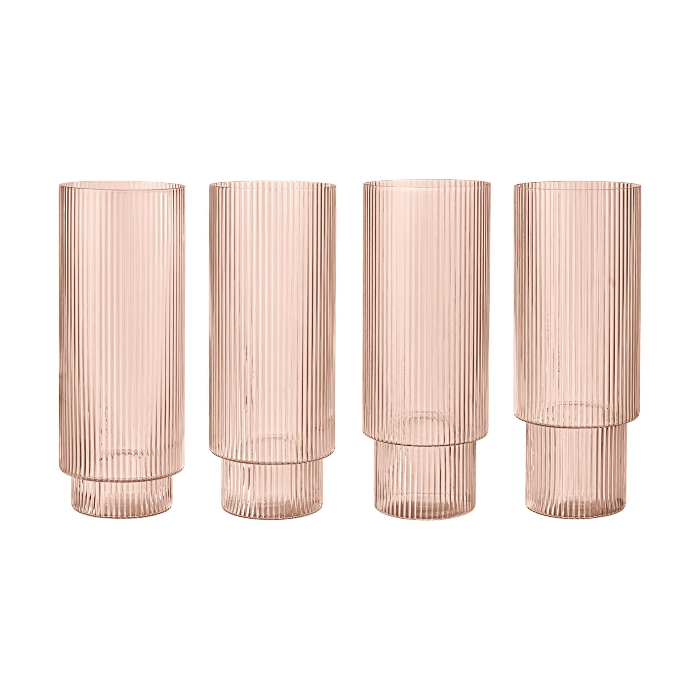 Ripple longdrinkglazen 4-pack, Blush Ferm Living