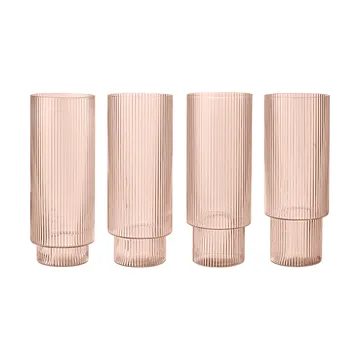 Ripple longdrinkglazen 4-pack - Blush - Ferm Living
