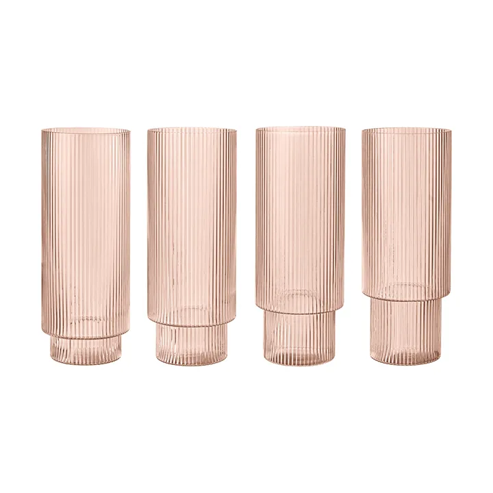 Ripple longdrinkglazen 4-pack - Blush - Ferm Living