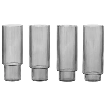 Ripple longdrinkglazen 4-pack - smoked grey - Ferm Living
