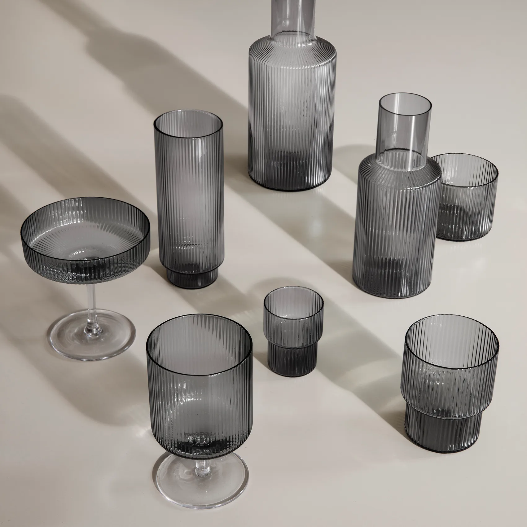Ripple longdrinkglazen 4-pack, smoked grey Ferm Living