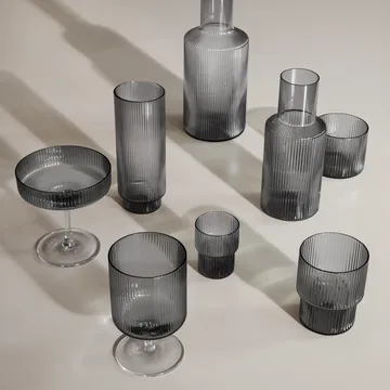 Ripple longdrinkglazen 4-pack - smoked grey - Ferm Living