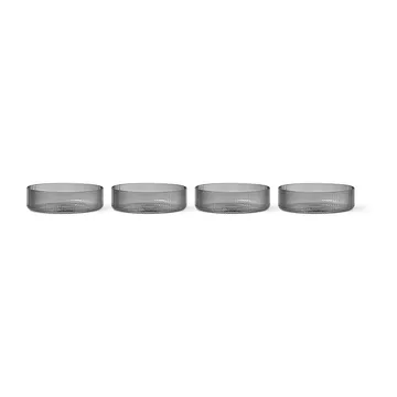 Ripple ontbijtschalen 4-pack - smoked grey - Ferm Living