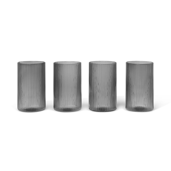 Ripple verrines glaas 14 cl 4-pack - Smoked grey - Ferm Living