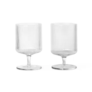 Ripple wijnglazen 2-pack - Helder glas - Ferm Living