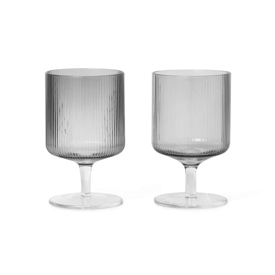 Ripple wijnglazen 2-pack, Smoked grey Ferm Living