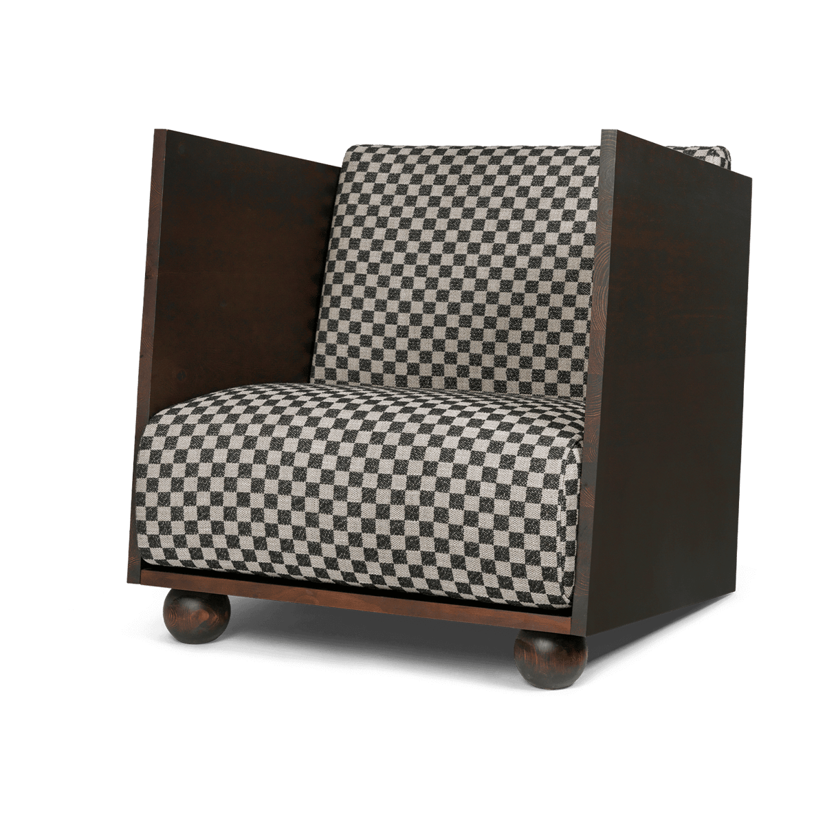 ferm LIVING Rum Lounge Chair Check Donker gebeitst-zand-zwart