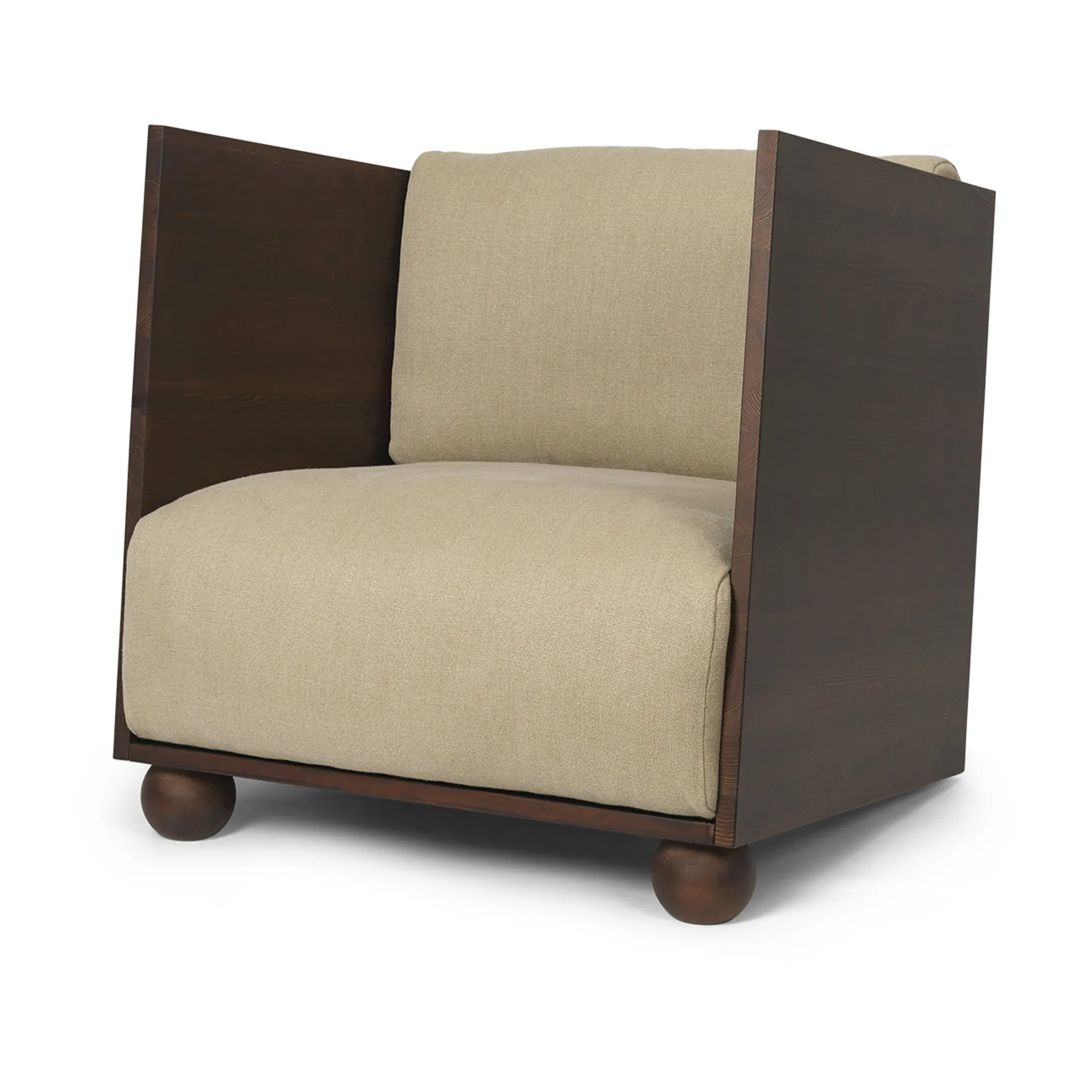 Rum loungefauteuil rich linen, Dark stained-natural Ferm Living
