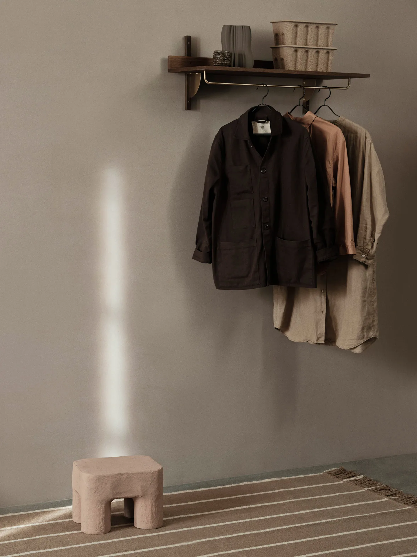 Sector plank met stang 37x87 cm, Smoked Oak, brass Ferm Living