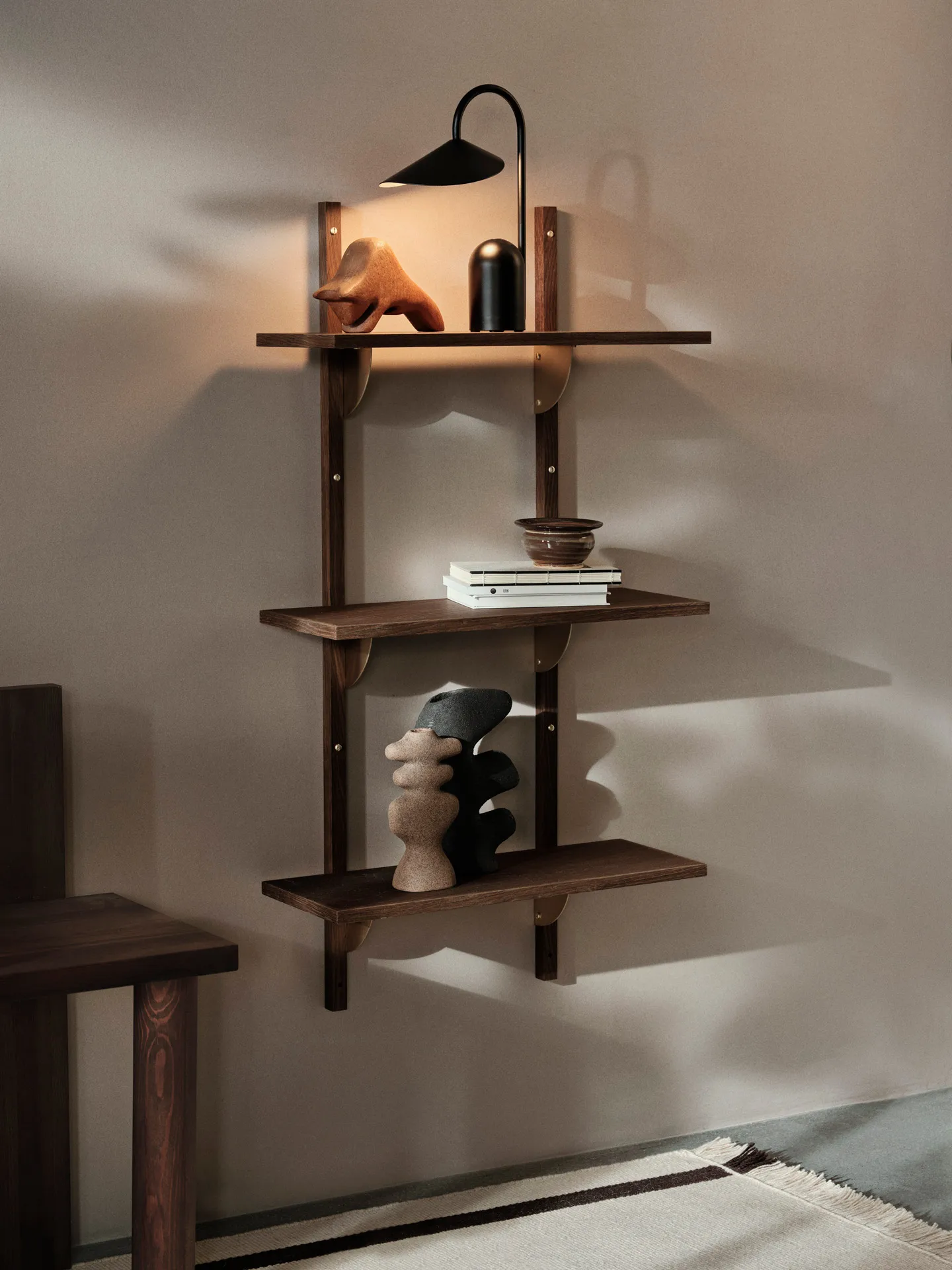 Sector plank triple narrow, Smoked Oak, brass Ferm Living