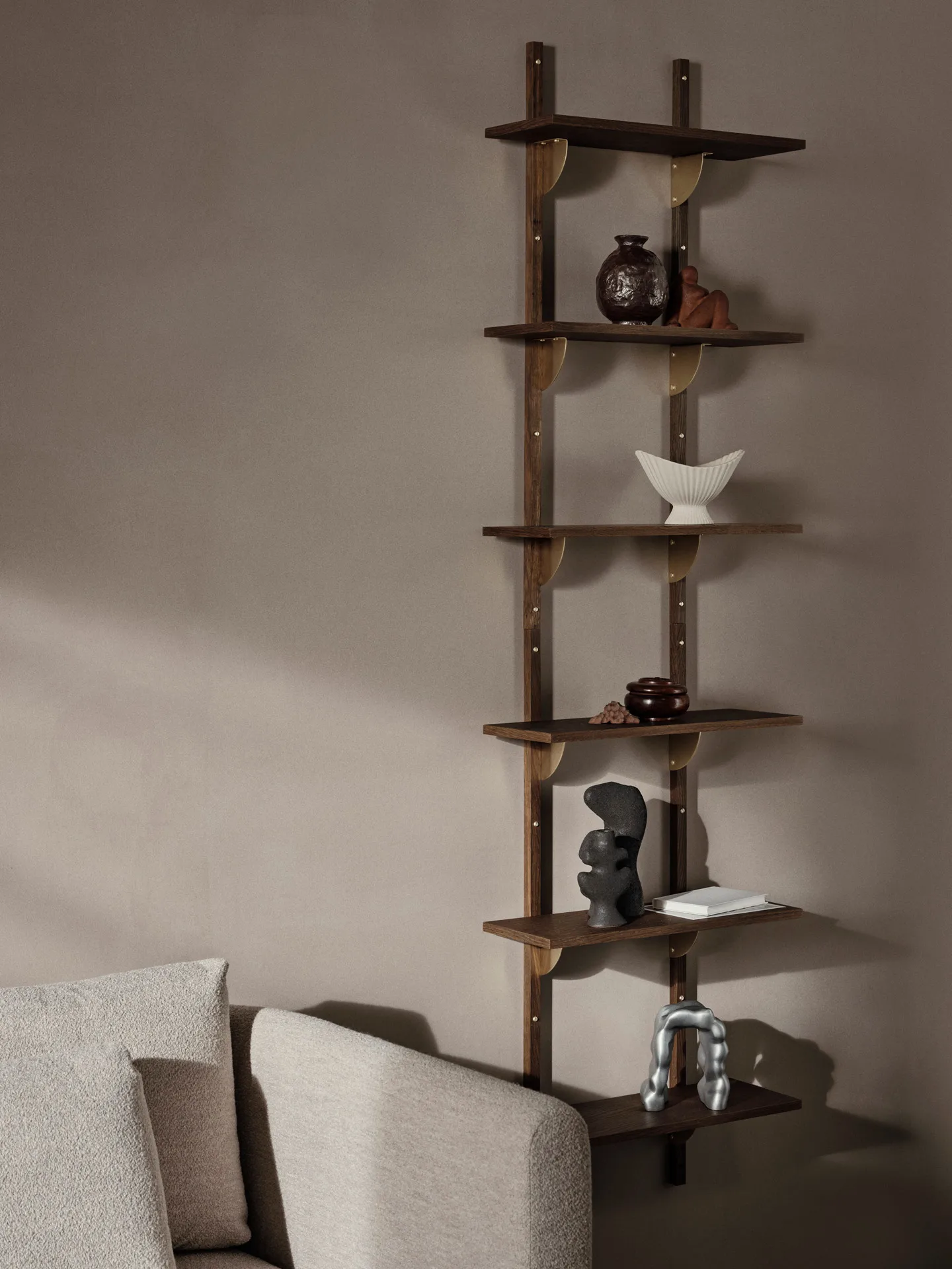 Sector plank triple narrow, Smoked Oak, brass Ferm Living