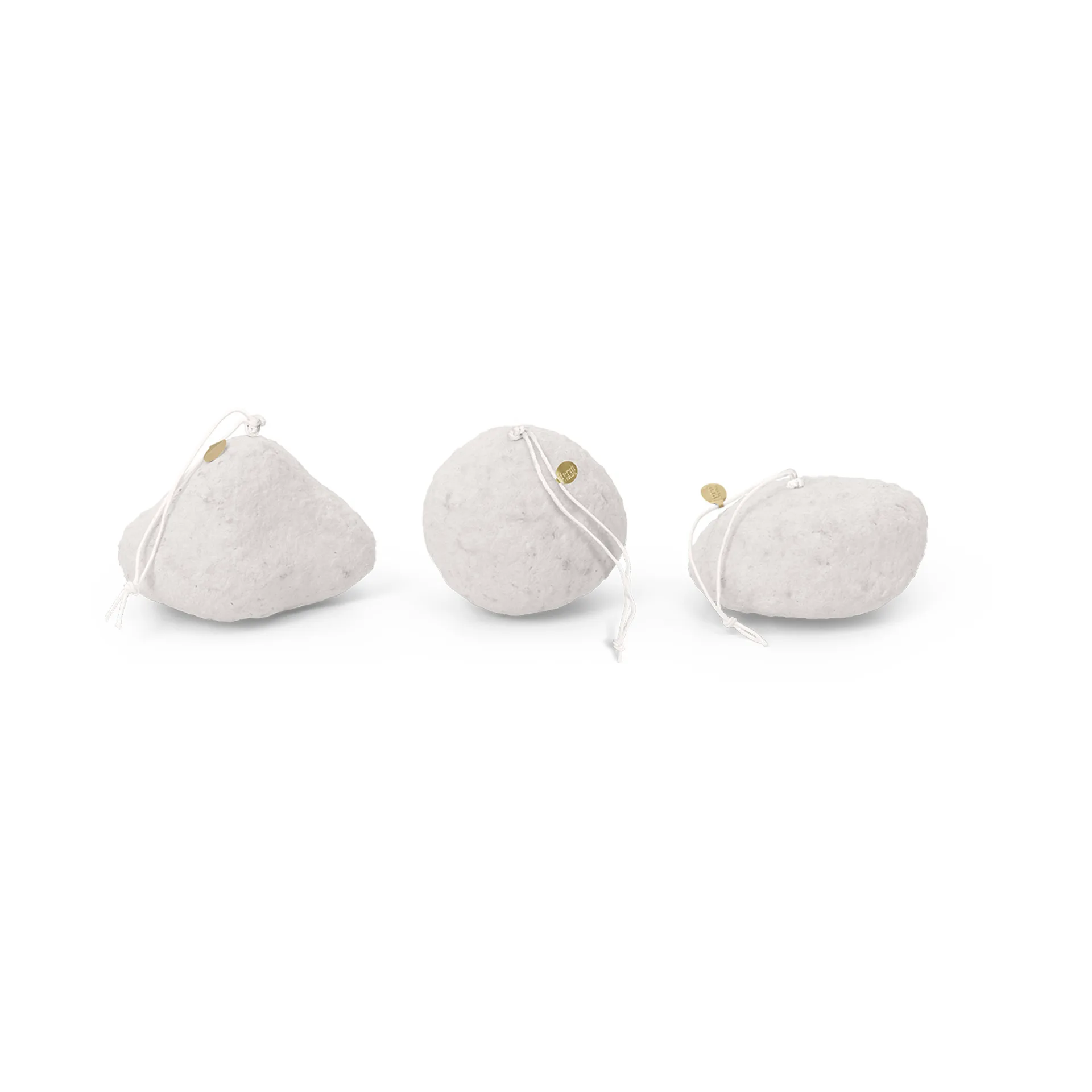 Snowball ornaments kerstboomhanger 3-delig, White Ferm Living