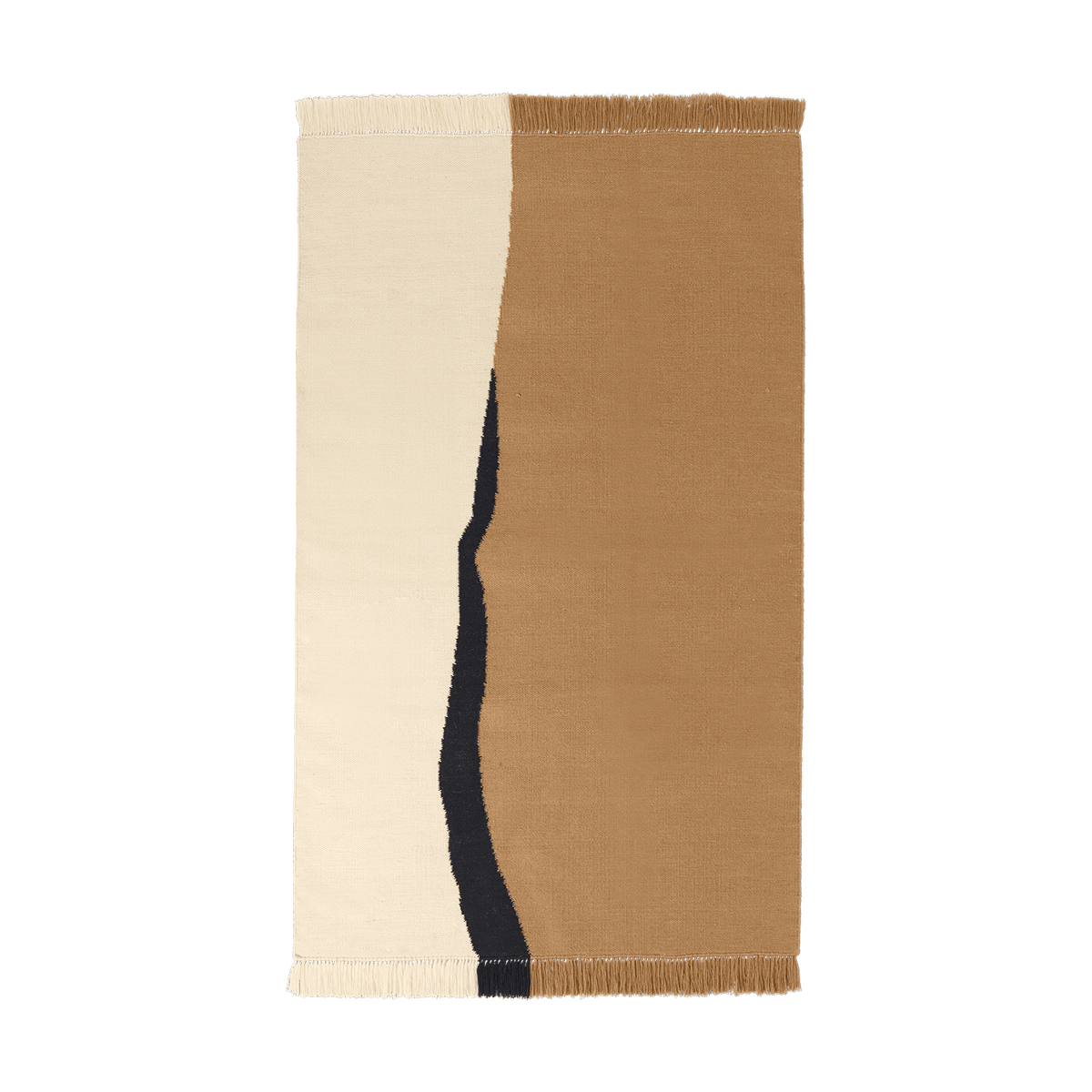 Ferm Living Soil Kelim vloerkleed Dark sand-off white, 140x200 cm