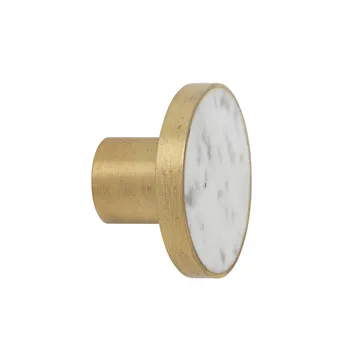 Stone haak groot - wit marmer-messing - Ferm Living