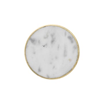 Stone haak groot - wit marmer-messing - Ferm Living