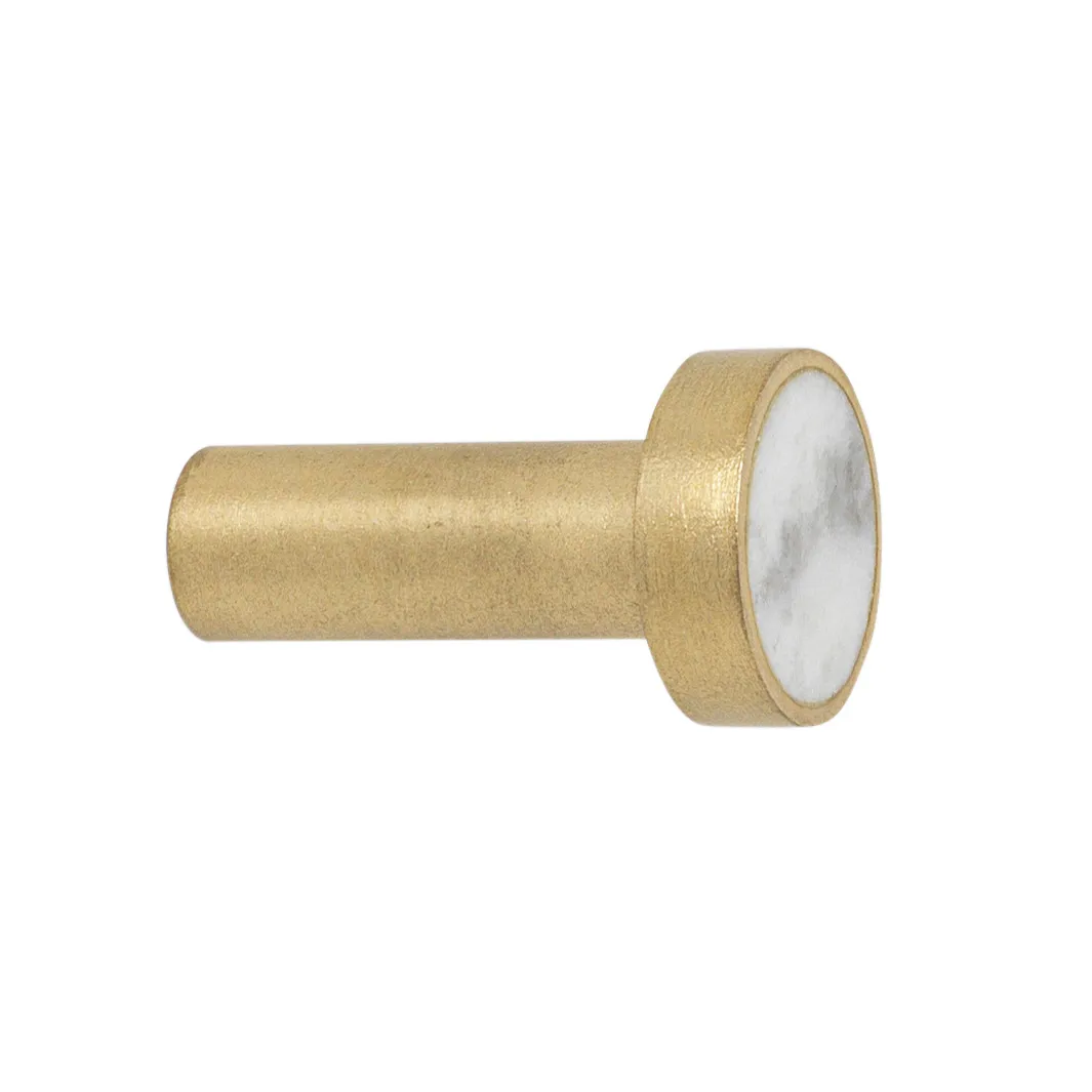 Stone haak klein, wit marmer-messing Ferm Living