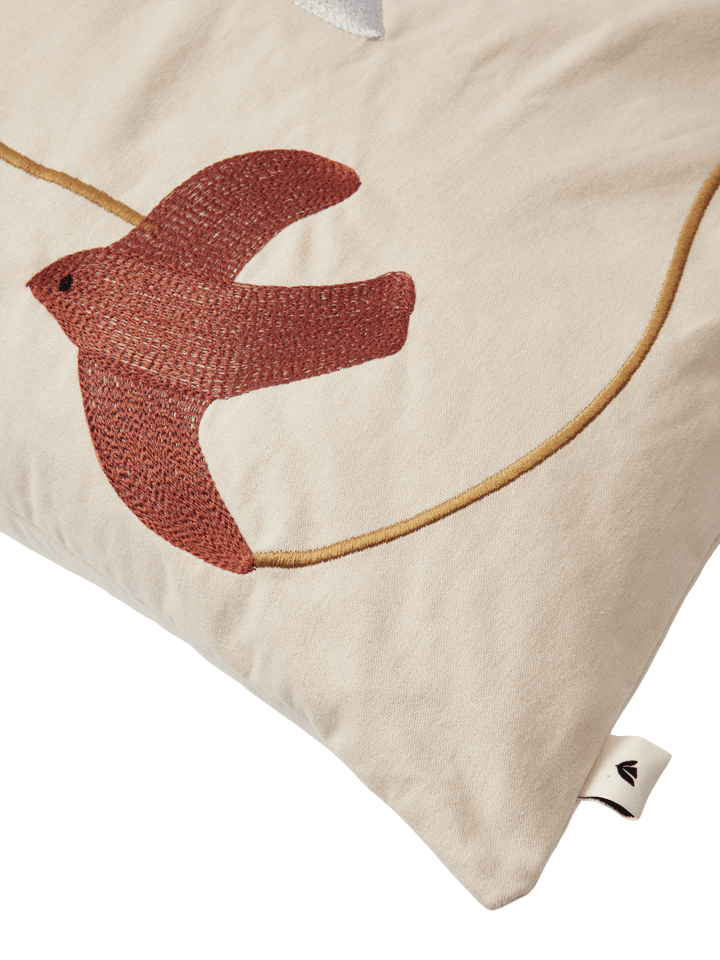 Swif bird geborduurde kussenhoes 40x60 cm, Multi Ferm Living