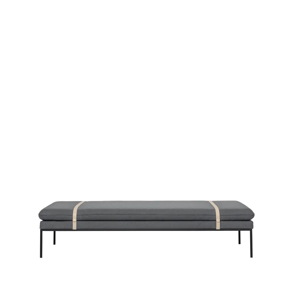 Turn Daybed, stof fiord by kvadrat light grey, zwart onderstel Ferm Living