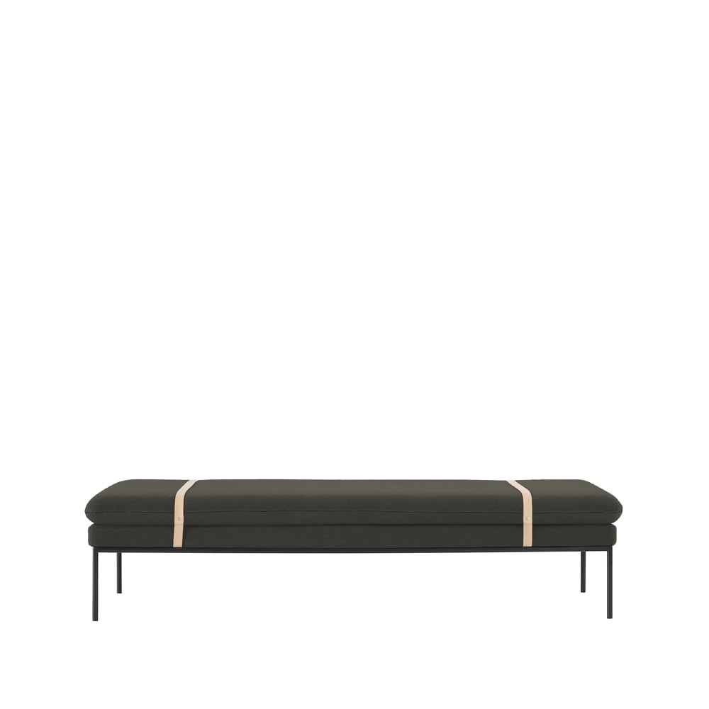 ferm LIVING Turn Daybed Wool dark green-zwart onderstel