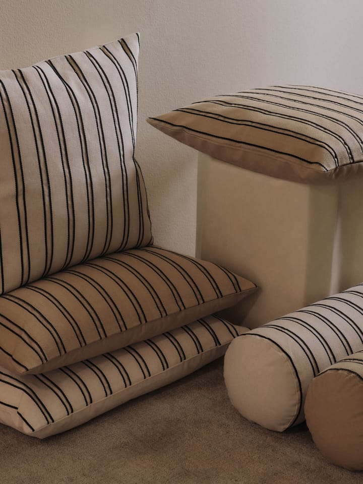 Twill bolster cylinderkussen, Off-white-black Ferm Living