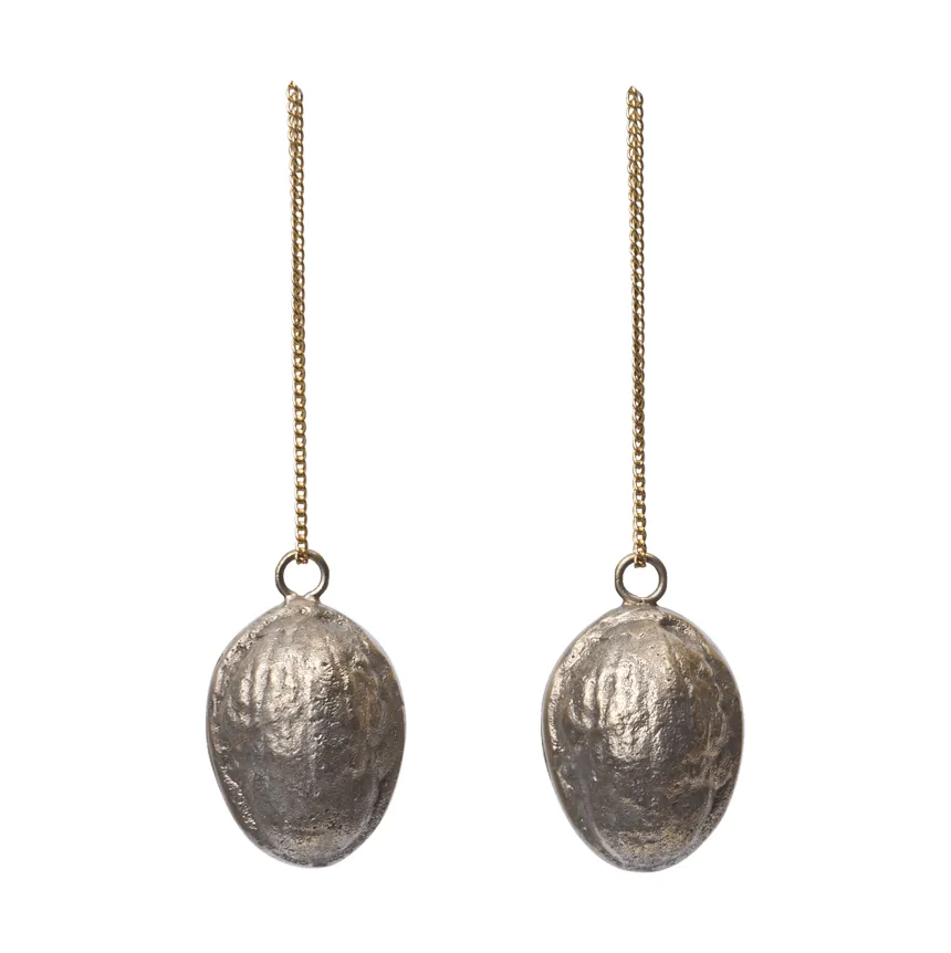 Walnut decoratiehanger 2-pack, Messing Ferm Living