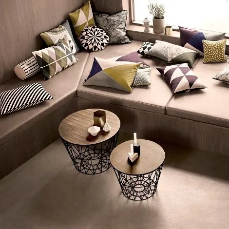 Wire mand deksel gerookt eiken, klein Ø 40 cm Ferm Living