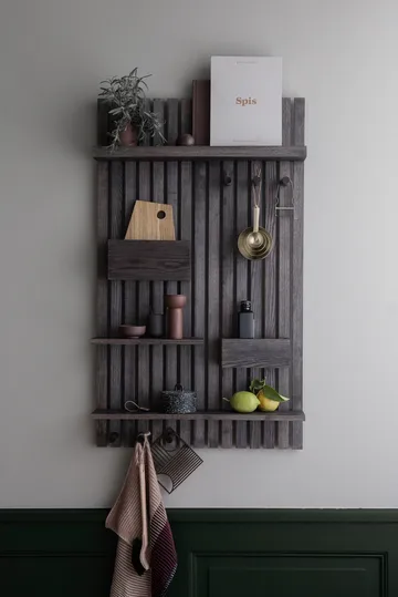 Wooden multi shelf wandrek - Donkergebeitst essen - Ferm Living