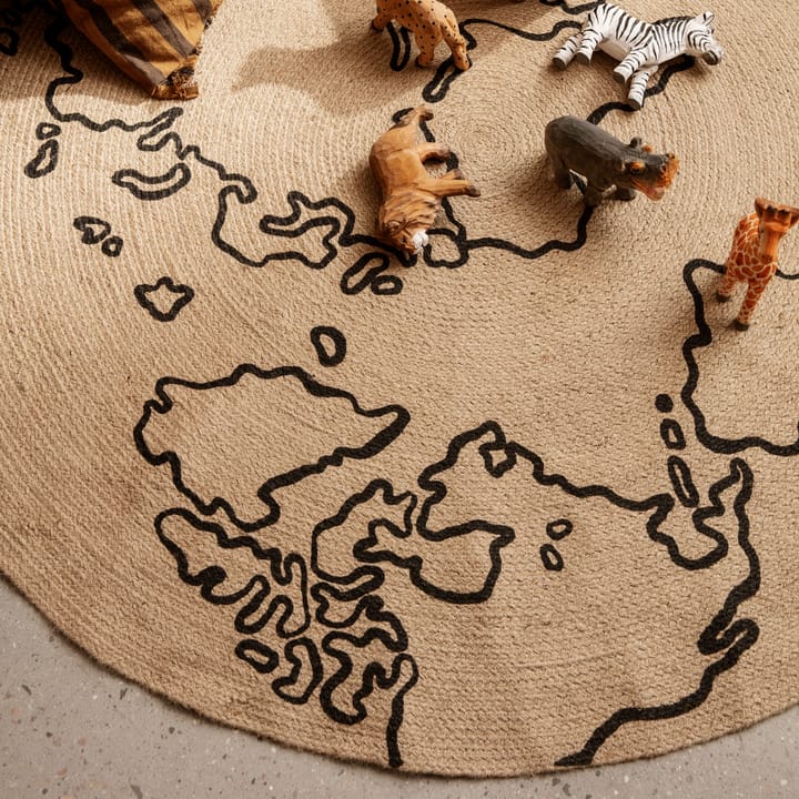 World jute vloerkleed large Ø130 cm, Beige Ferm Living