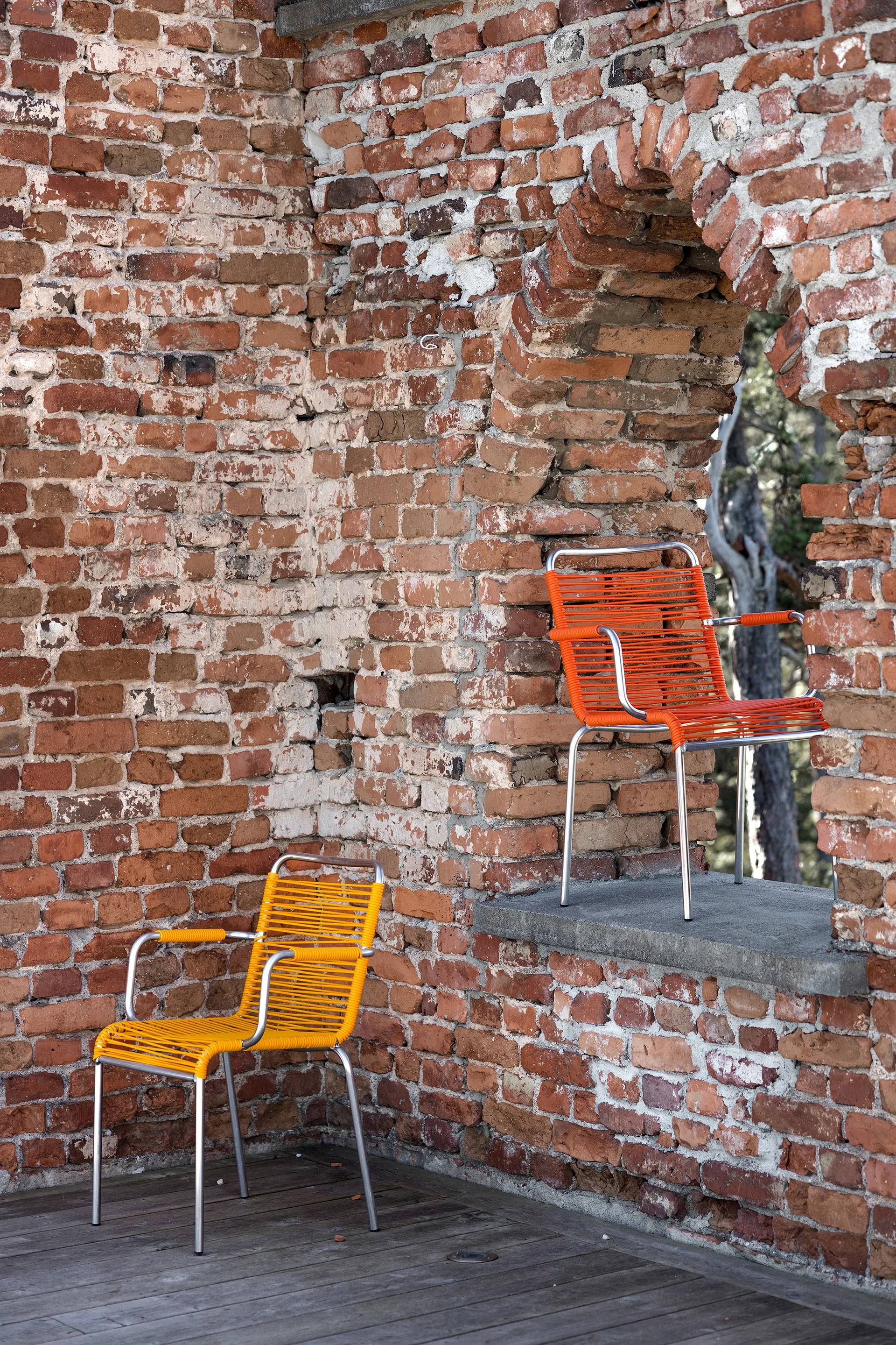 Mya armstoel aluminium, Geel Fiam