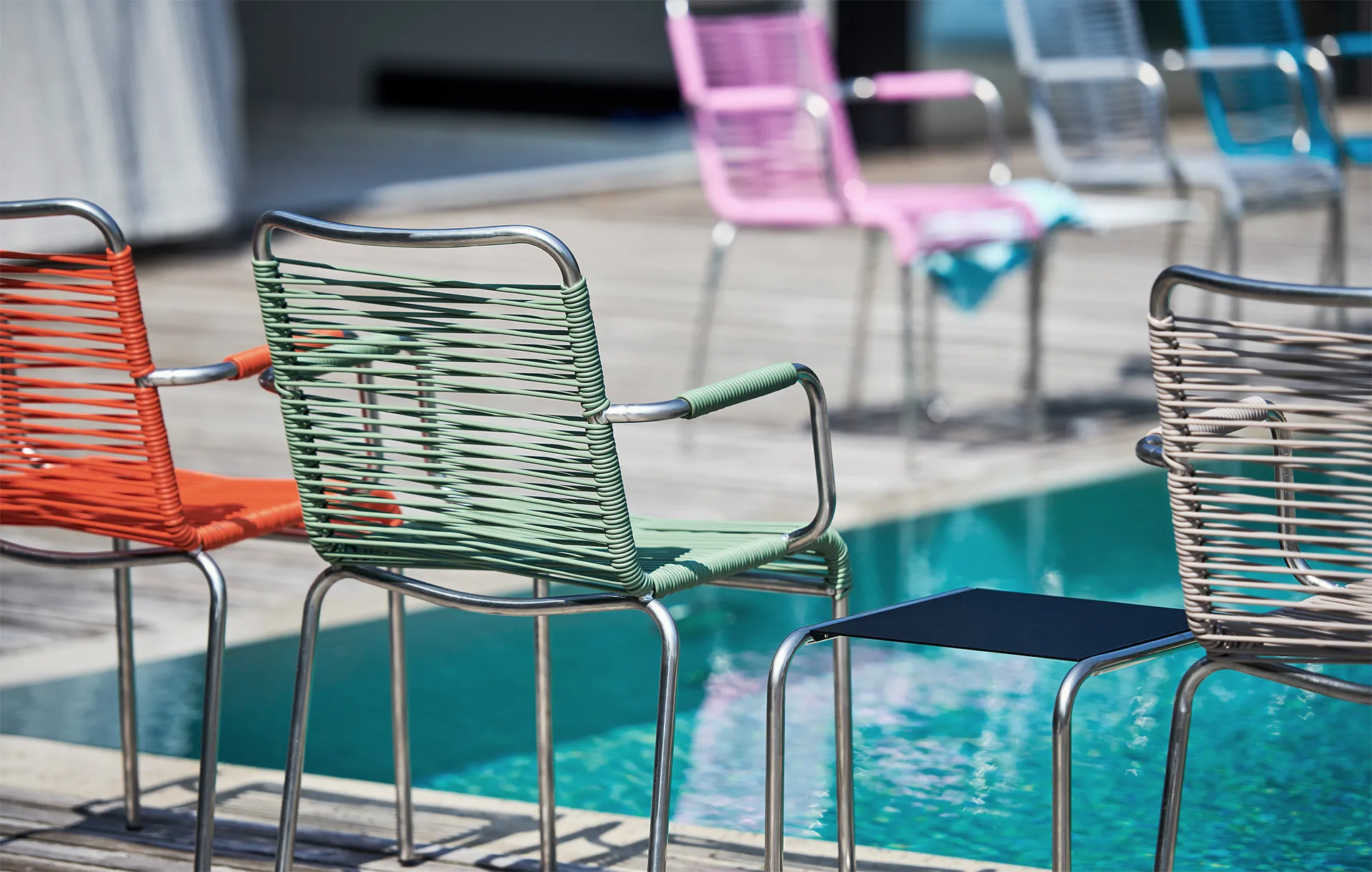 Mya armstoel aluminium, Sage green Fiam