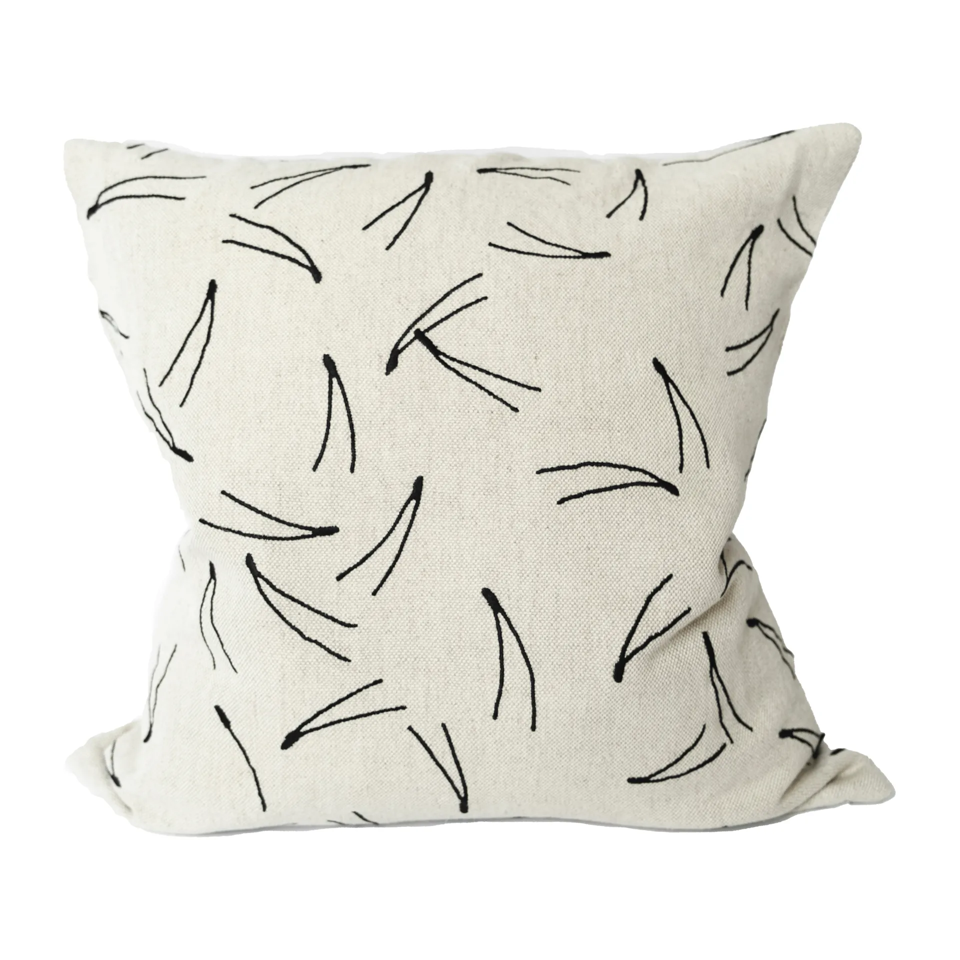 Barr kussenhoes geborduurd 48x48 cm, Natuur-zwart Fine Little Day