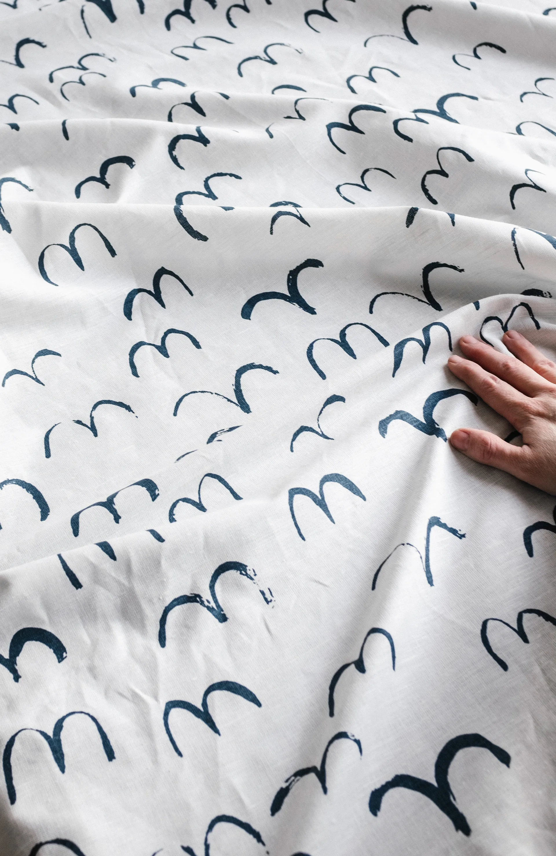 Bird stof, Wit-blauw Fine Little Day