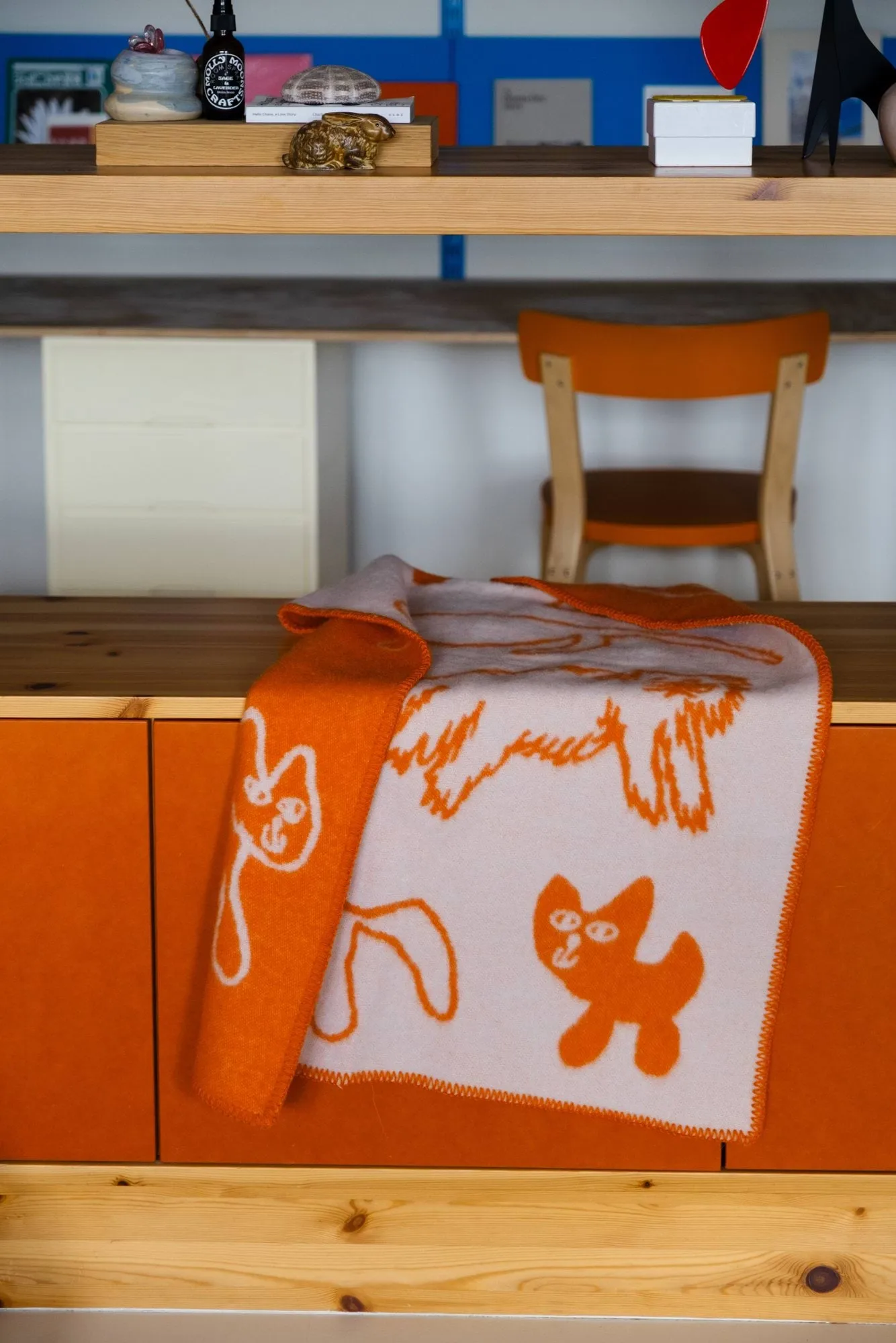 Cats wollen plaid, Oranje, 65x95 cm Fine Little Day