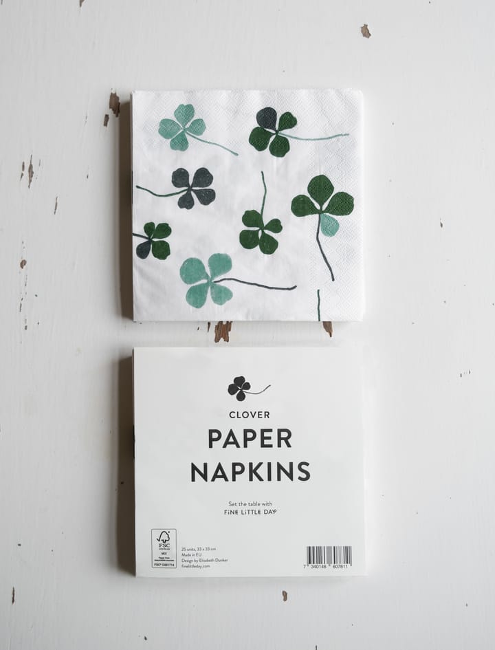 Clover servet 25-pack, Wit-groen Fine Little Day