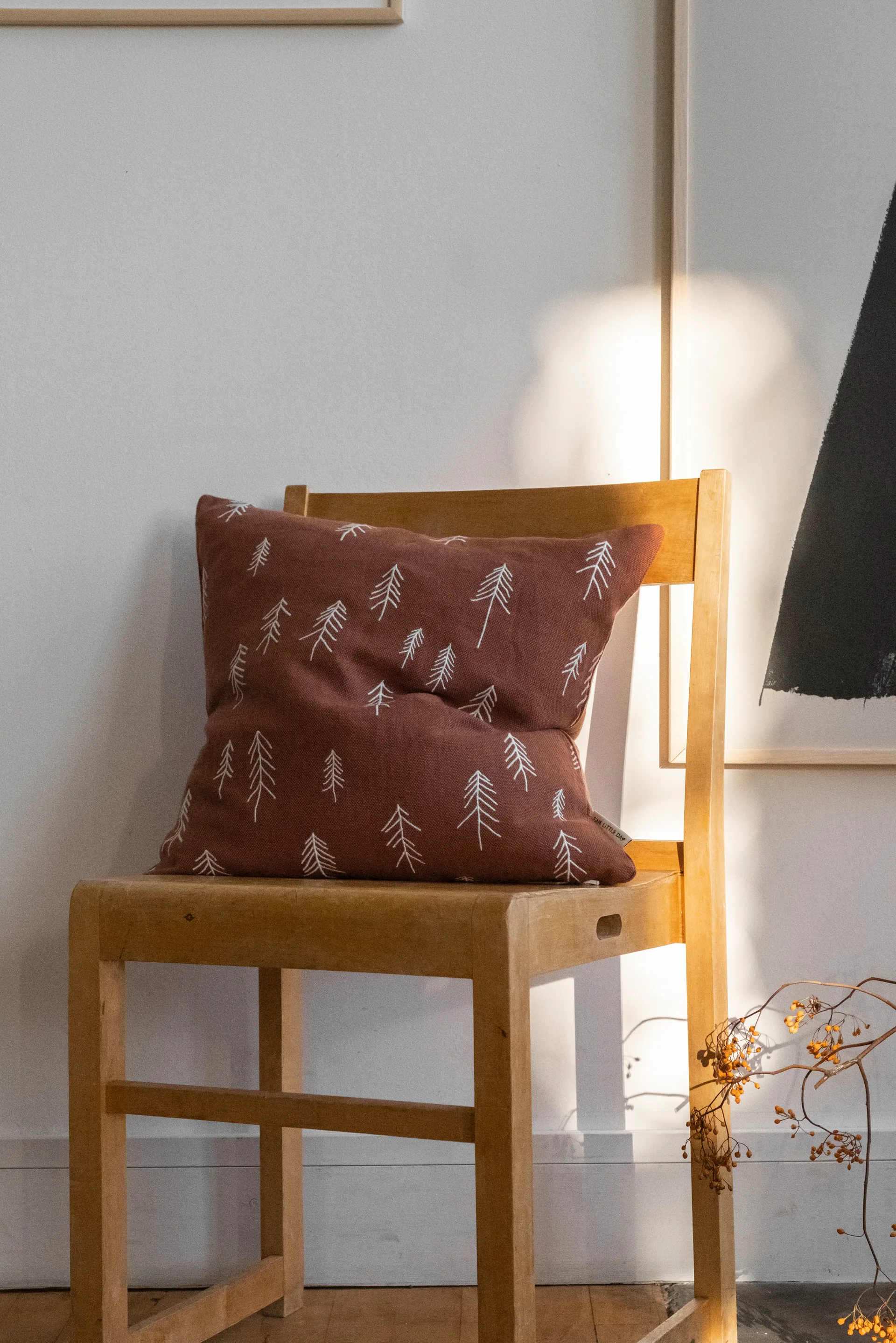 Den kussenhoes 48x48 cm, Terracotta-wit Fine Little Day