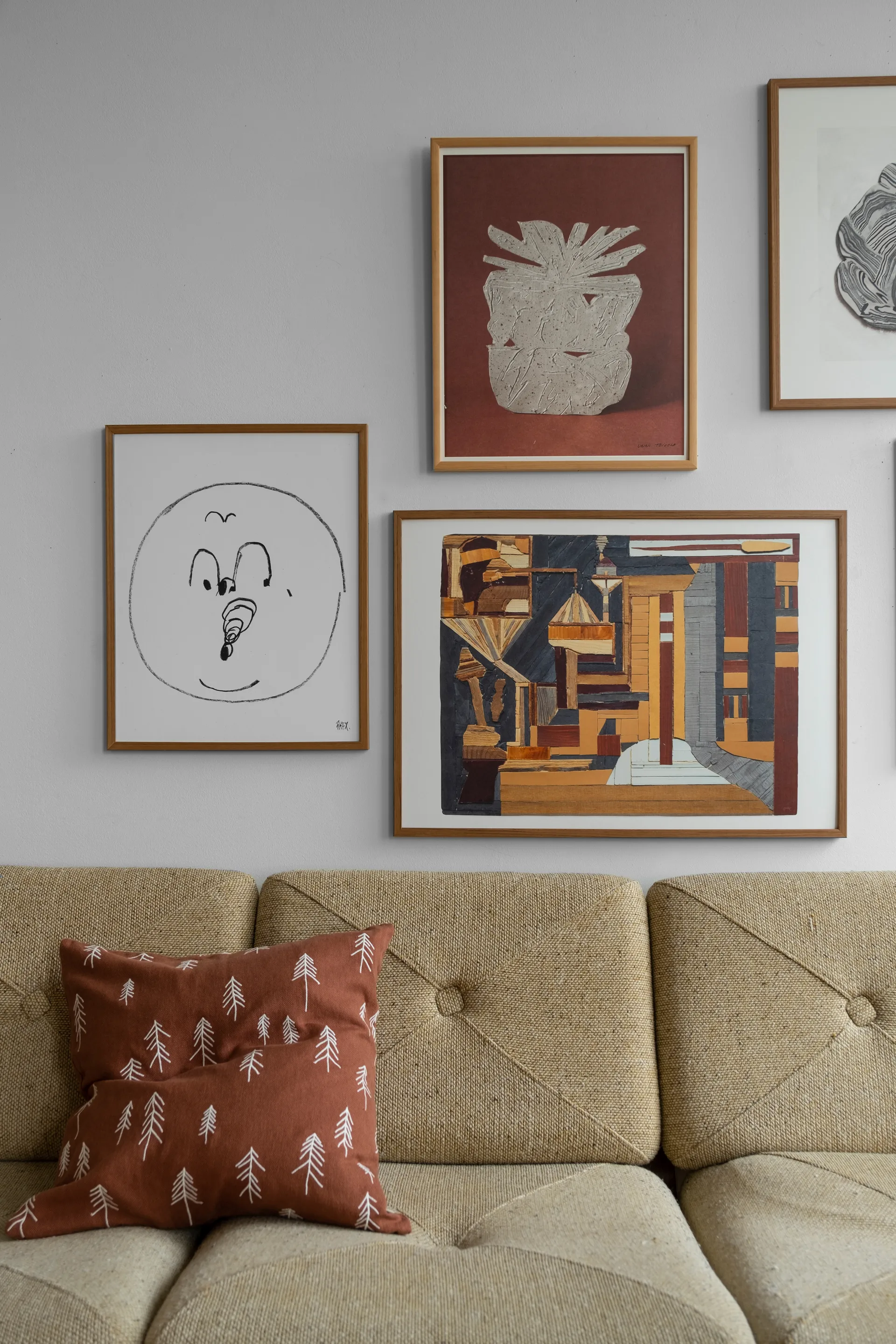 Den kussenhoes 48x48 cm, Terracotta-wit Fine Little Day