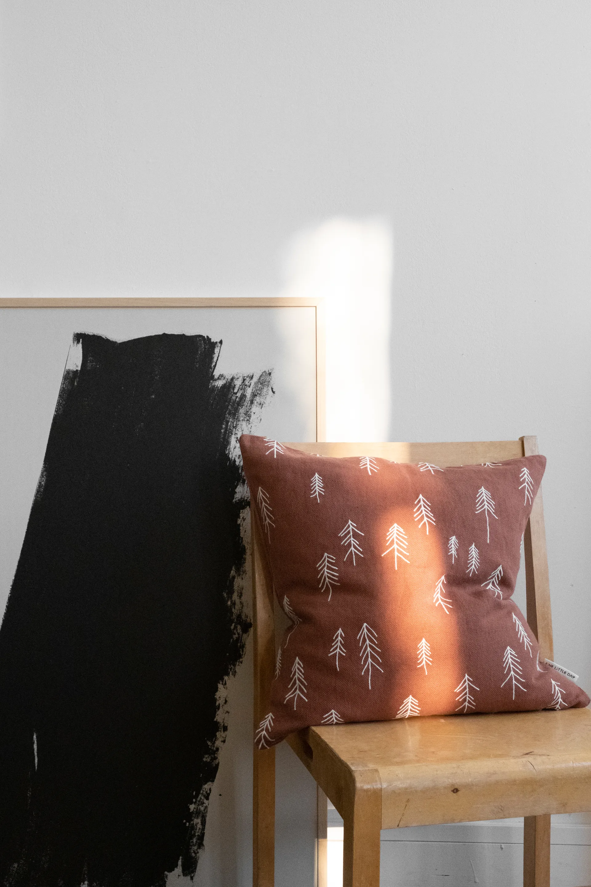 Den kussenhoes 48x48 cm, Terracotta-wit Fine Little Day