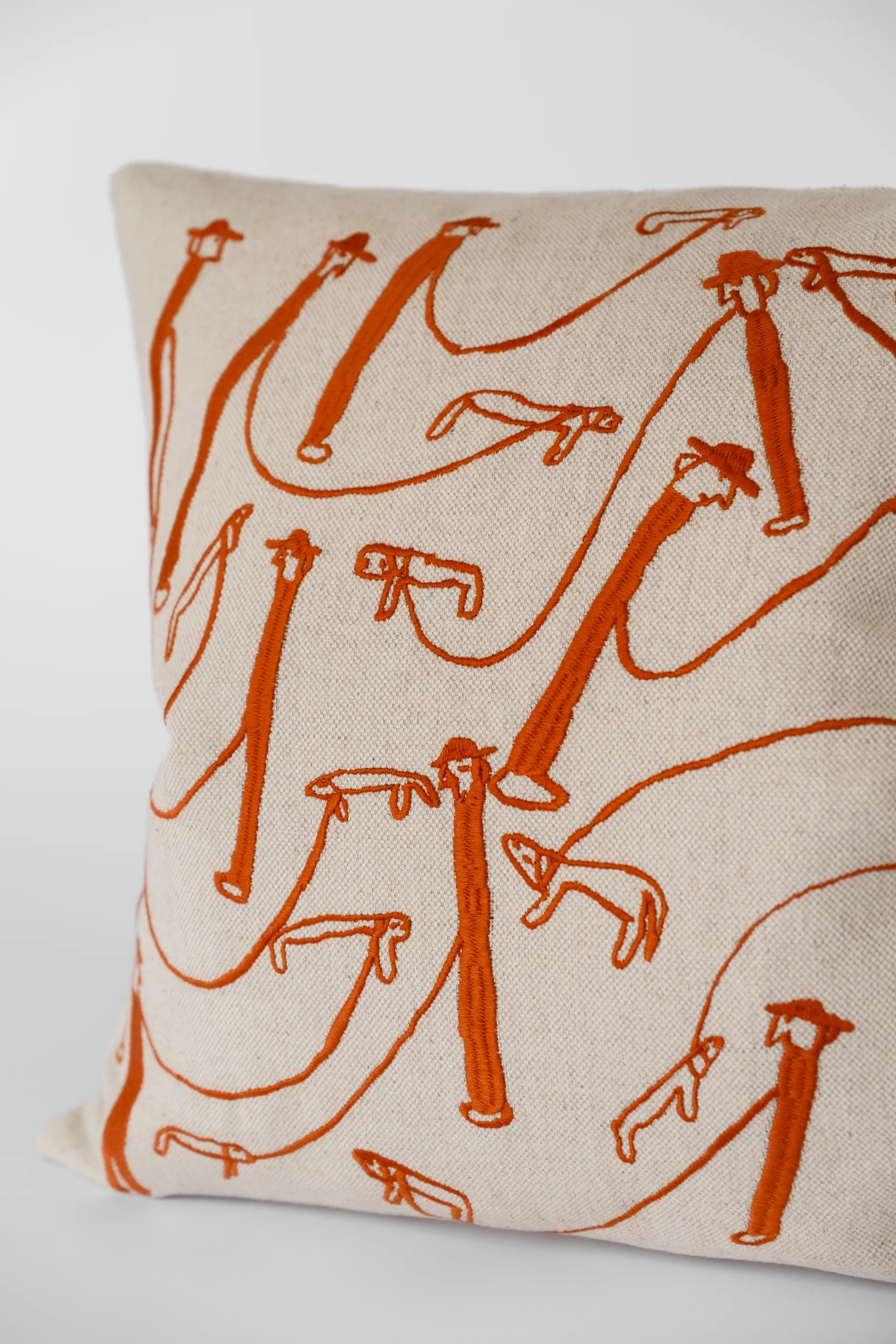 Dog walk kussensloop 48x48 cm, Natur-orange Fine Little Day