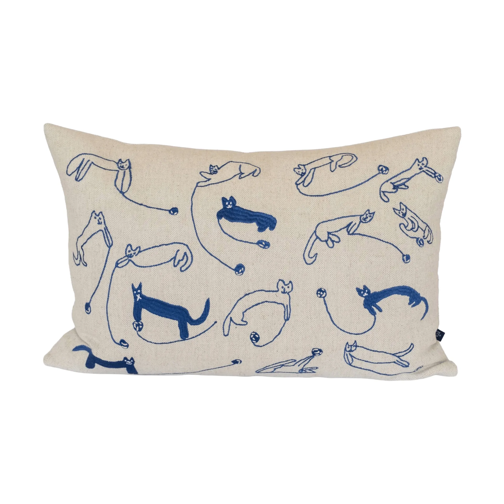 Garenkatten kussenhoes, Natuurlijk-blauw, 35x58 cm Fine Little Day
