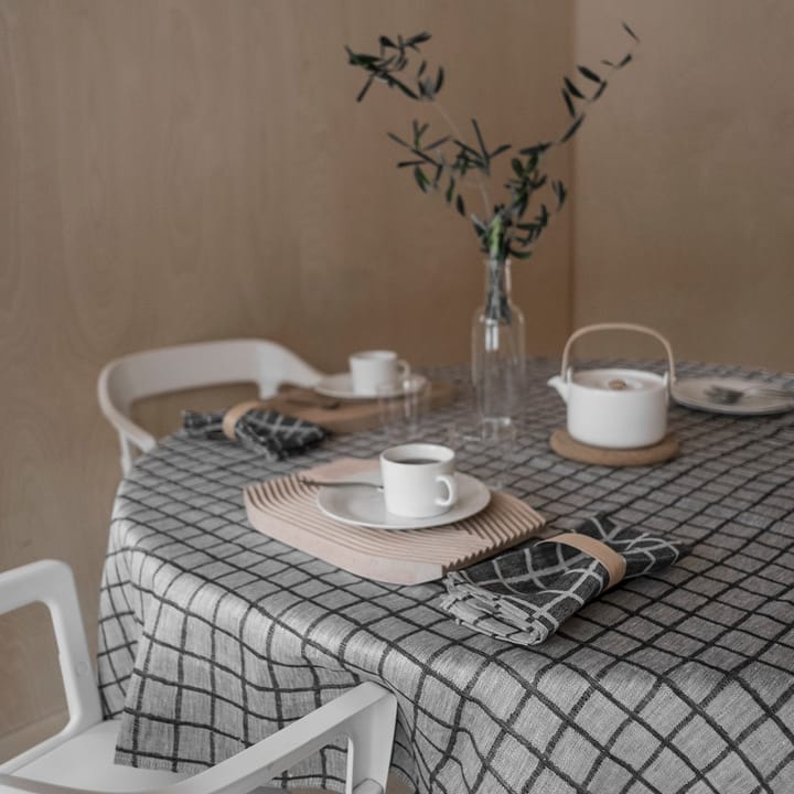 Geruit jacquardgeweven tafelkleed 250x147 cm - Zwart-grijs - Fine Little Day