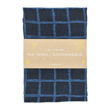 Geruite jacquardgeweven keukenhanddoek 47x70 cm - Blue-black - Fine Little Day