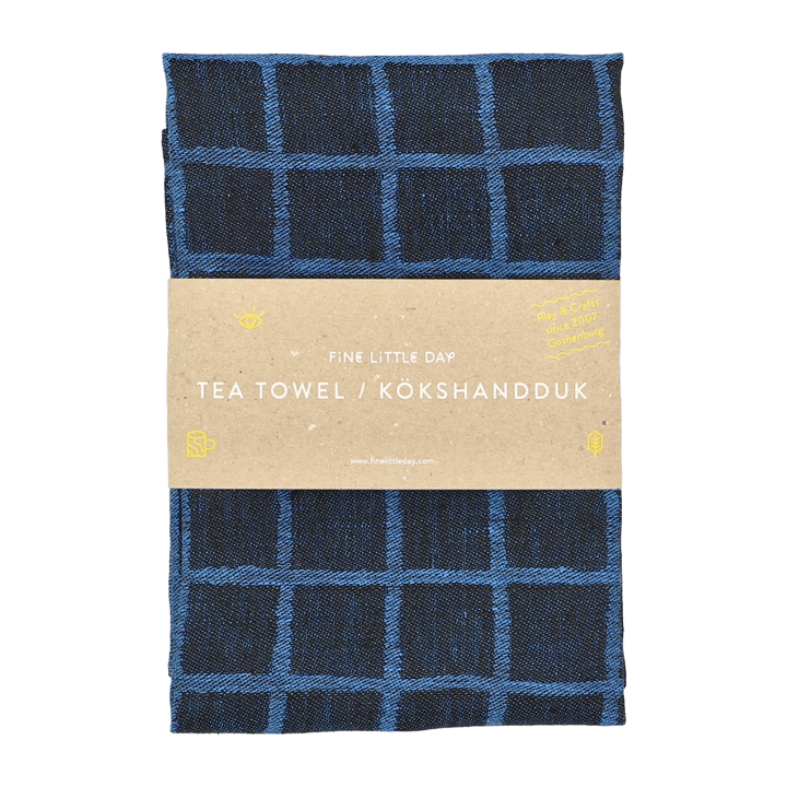 Geruite jacquardgeweven keukenhanddoek 47x70 cm, Blue-black Fine Little Day