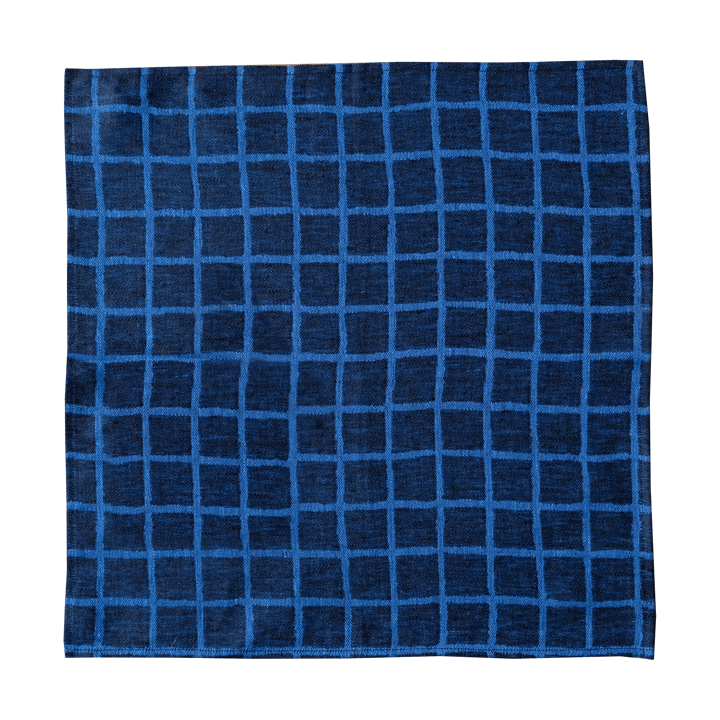 Geruite jacquardgeweven servet 2-pack - Blue-black - Fine Little Day