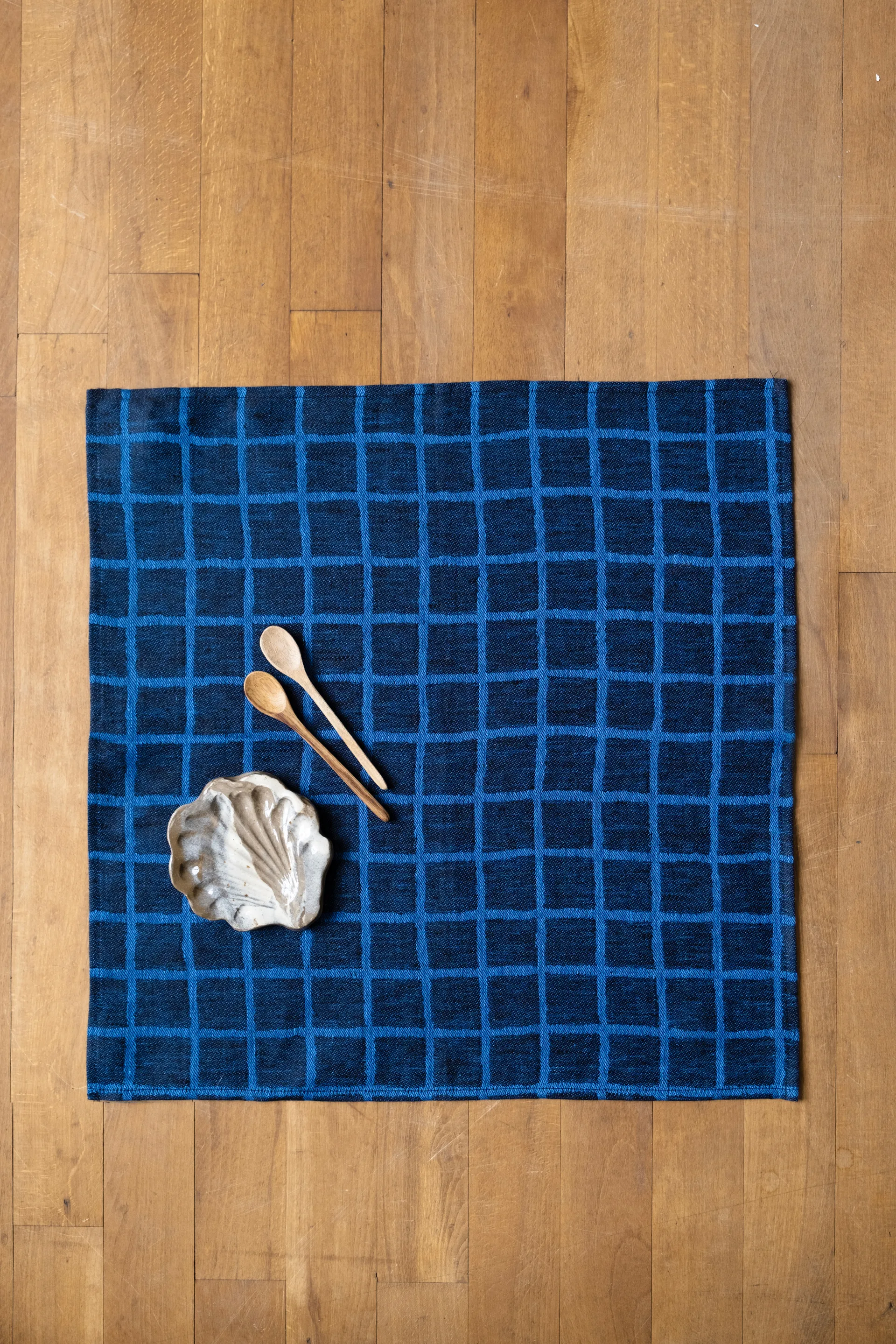 Geruite jacquardgeweven servet 2-pack, Blue-black Fine Little Day