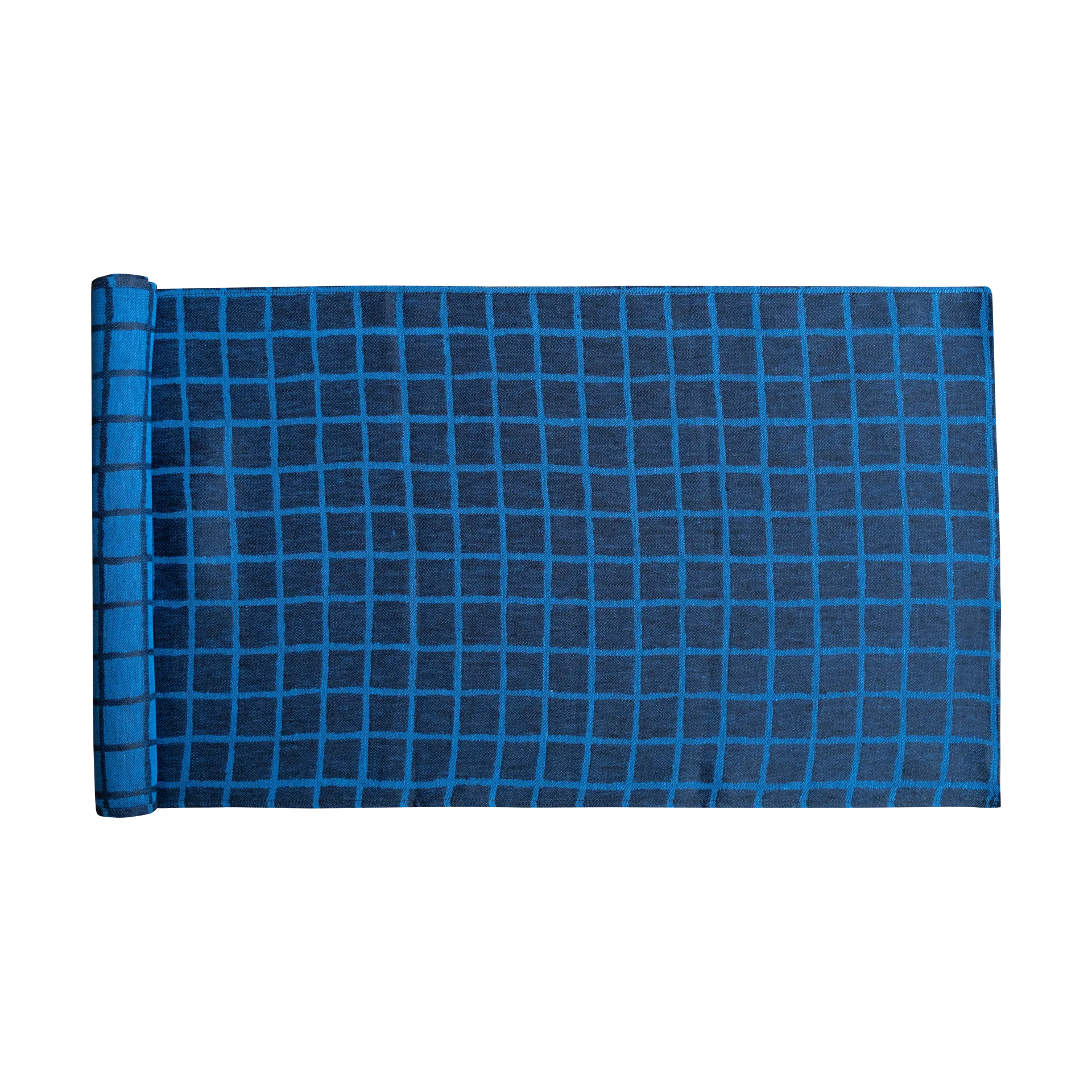 Geruite jacquardgeweven tafelloper 45x150 cm, Blue-black Fine Little Day