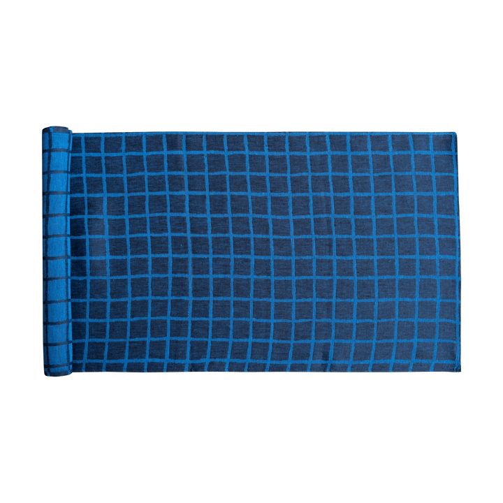 Geruite jacquardgeweven tafelloper 45x150 cm - Blue-black - Fine Little Day