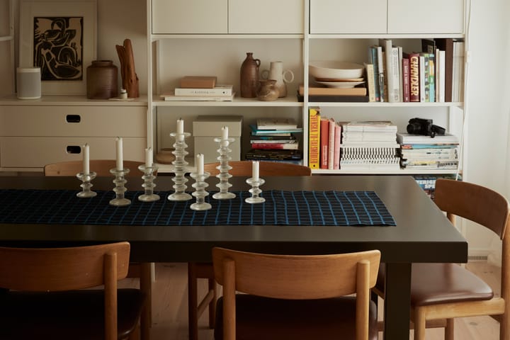 Geruite jacquardgeweven tafelloper 45x150 cm, Blue-black Fine Little Day