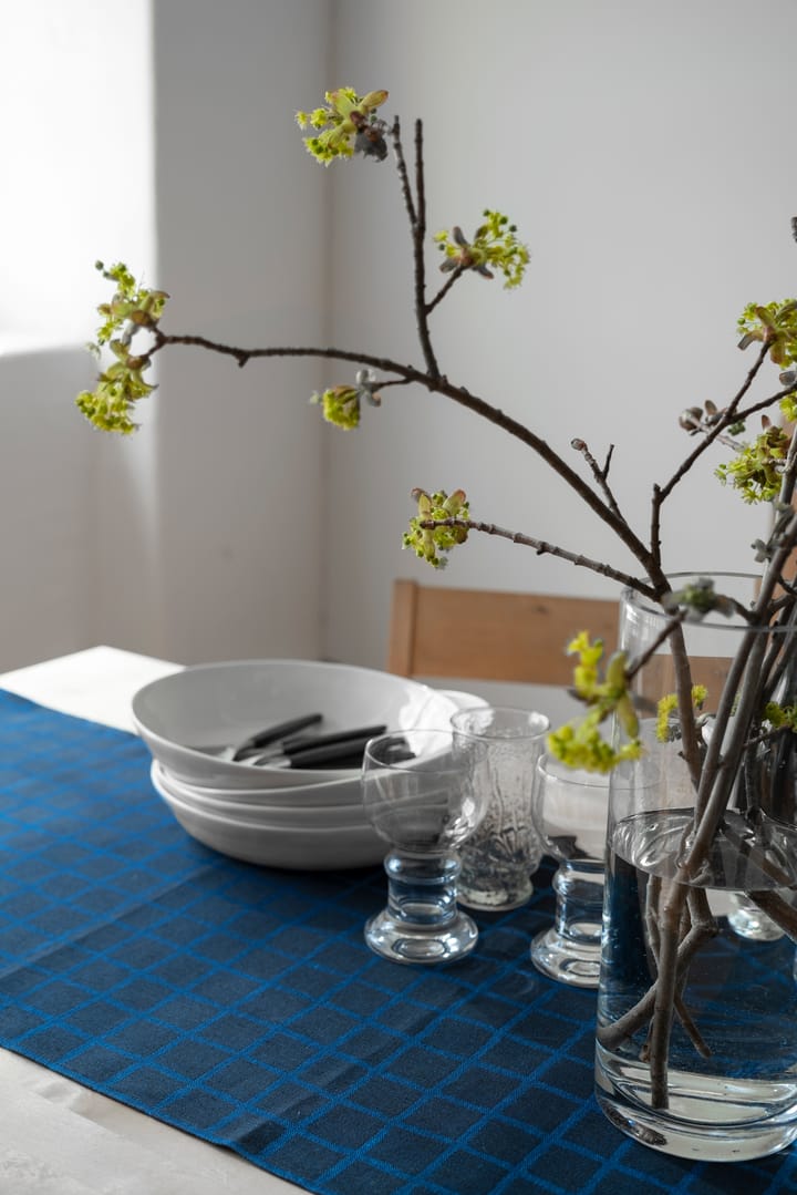 Geruite jacquardgeweven tafelloper 45x150 cm, Blue-black Fine Little Day